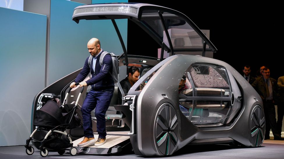 The autonomous urban concept car Renault EZ-GO at the Geneva International Motor Show (Credit: Getty Images)