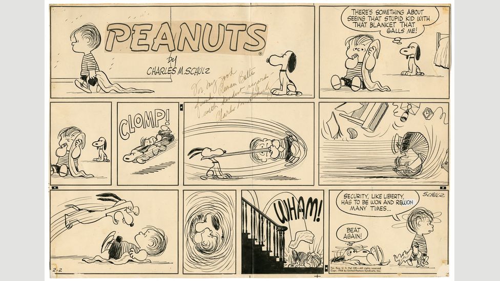 snoopy comic strips with notes