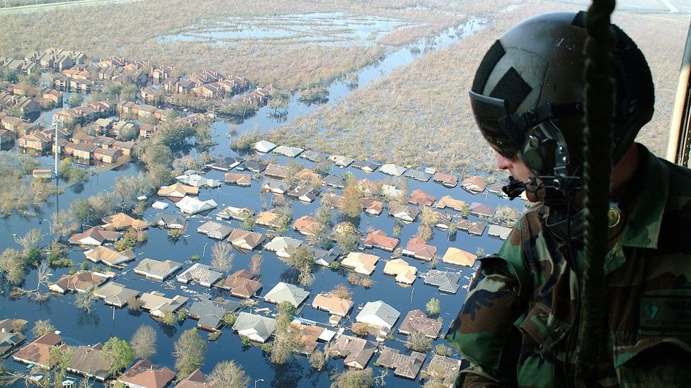 …as this image of the search for Hurricane Katrina survivors, which shows the impact of climate change in a more recognisable environment (Credit: Master Sgt Bill Huntington)