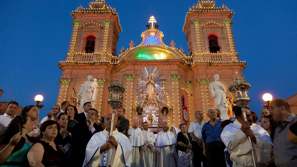 Each year, followers of respective patron saints attempt to outspend and outdo their neighbouring parish during Malta’s festa season (Credit: Victor Paul Borg/Alamy)