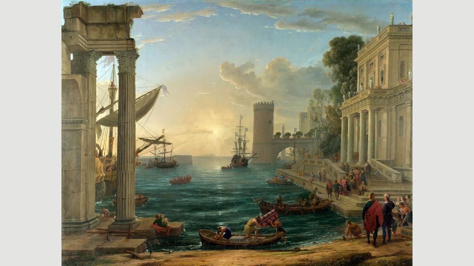 In the 1648 painting Seaport with the Embarkation of the Queen of Sheba by Claude Lorrain, the figure of the Ethiopian queen is white-skinned (Credit: Getty Images)
