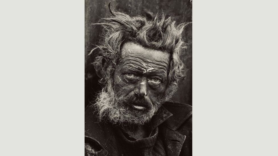 Homeless Irishman, Spitalfields, London, 1970: in a 2012 documentary, McCullin recalled thinking this man looked like Neptune as he photographed him (Credit: Don McCullin/Tate)