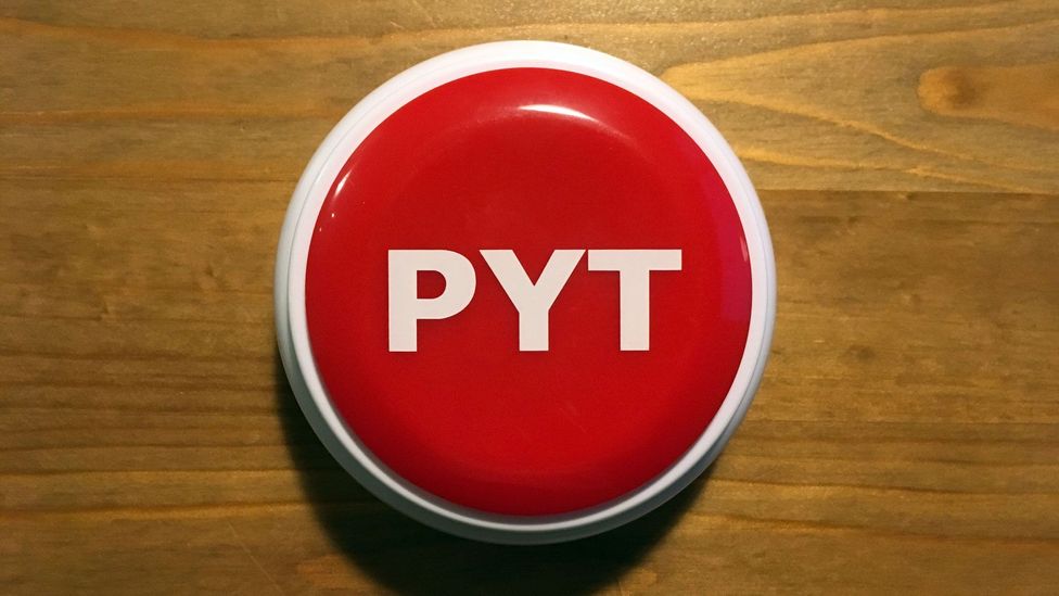 Many local shops sell ‘pyt’ buttons – press them and you’ll hear the word ‘pyt’, reminding you to step back from a situation and refocus (Credit: Karen Rosinger)