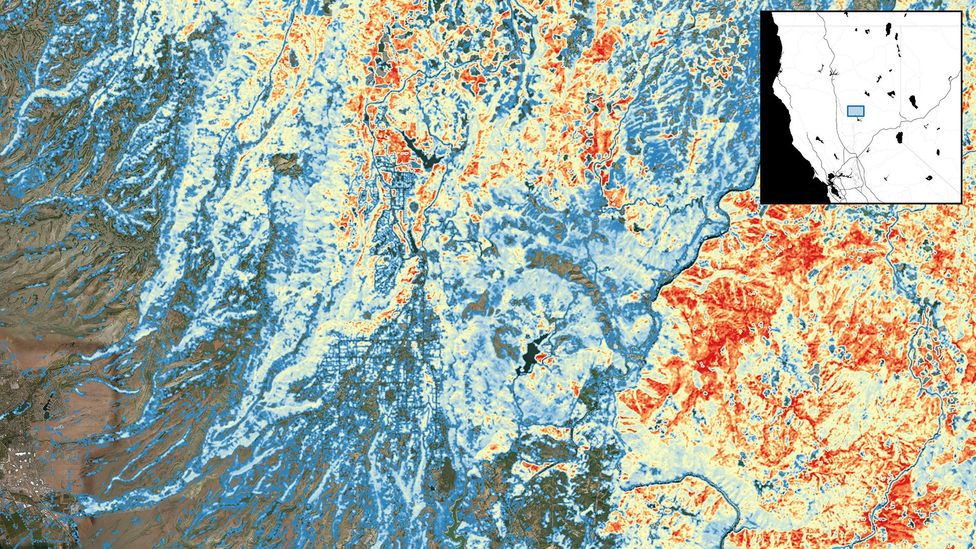 Mapping areas at highest risk of wildfire, shown in red in this map of Paradise, California, can help authorities take steps to stop blazes from spreading (Credit: SilviaTerra) Mapping areas at highest risk of wildfire, shown in red in this map of Paradise, California, can help authorities take steps to stop blazes from spreading (Credit: SilviaTerra)