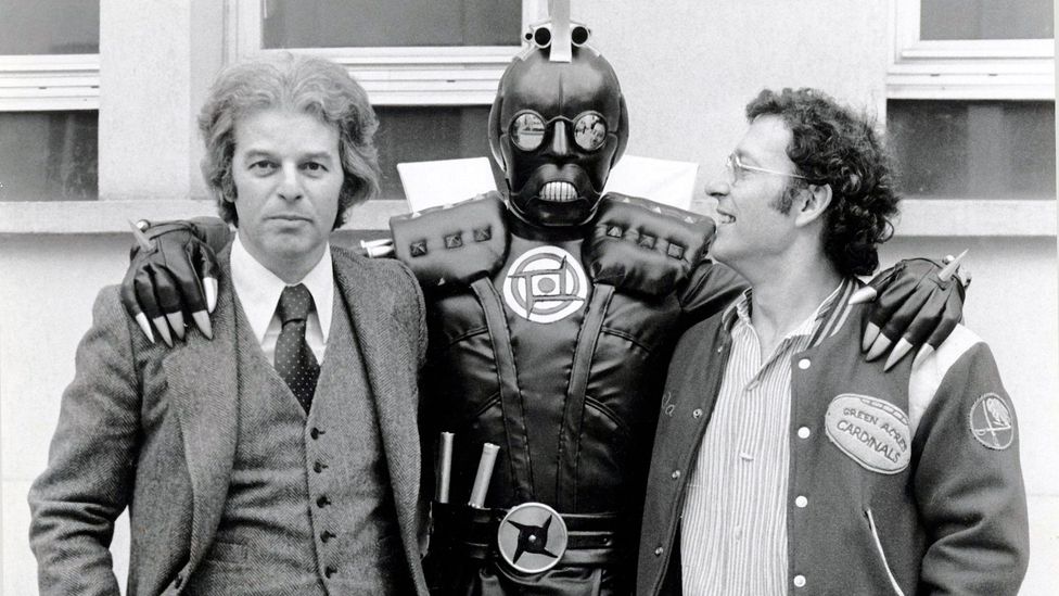 Acclaimed French comic artist Jean Giraud, pictured with Jodorowsky and an alien character in the early 1970s, broke the film down into 3000 drawings (Credit: Alamy) Acclaimed French comic artist Jean Giraud, pictured with Jodorowsky and an alien character in the early 1970s, broke the film down into 3000 drawings (Credit: Alamy)