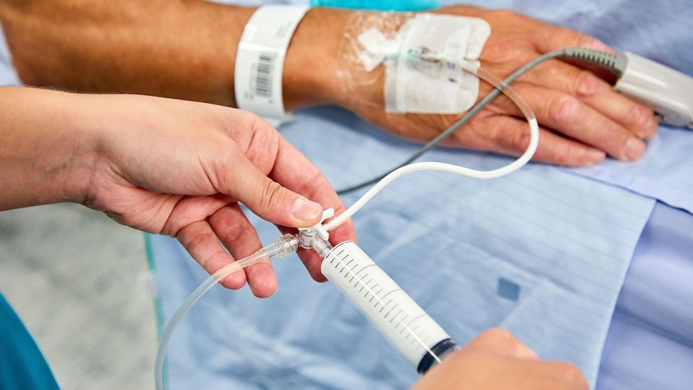 Propofol is a creamy white liquid that, at different doses, can act either as a sedative or as an anaesthetic (Credit: Alamy)