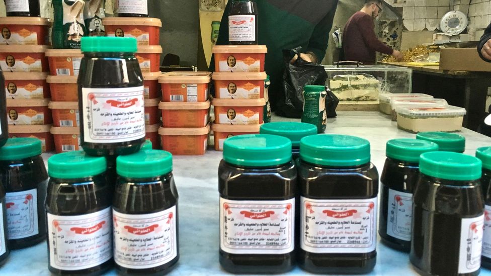 Qizha is a richly bitter and pungent black paste used in Palestinian cuisine (Credit: Miriam Berger) Qizha is a richly bitter and pungent black paste used in Palestinian cuisine (Credit: Miriam Berger)
