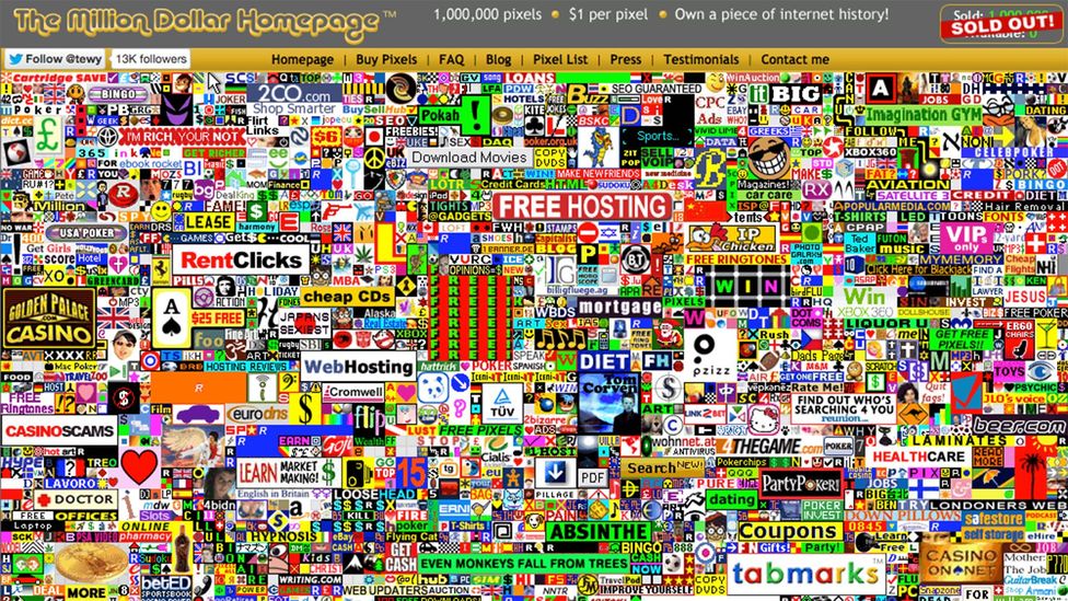 The Million Dollar Homepage is now full of links to sites which no longer exist (Credit: Million Dollar Homepage)