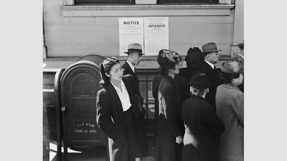 Dorothea Lange, San Francisco, California, April 25, 1942 (Credit: National Archives) Dorothea Lange, San Francisco, California, April 25, 1942 (Credit: National Archives)