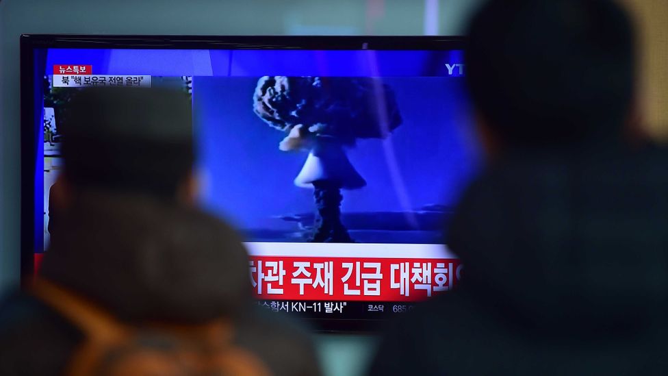 Passers-by watch the broadcast of a nuclear weapon test in North Korea (Credit: Getty Images) Passers-by watch the broadcast of a nuclear weapon test in North Korea (Credit: Getty Images)