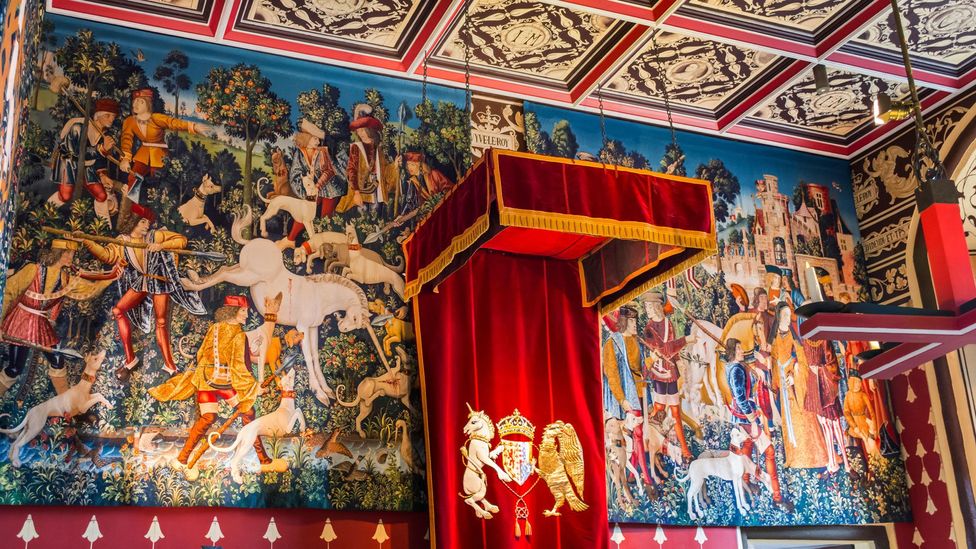 Recreations of The Unicorn Tapestries, one of the most valuable artworks of the late Middle Ages, hang in Scotland’s Stirling Castle (Credit: lowefoto/Alamy)