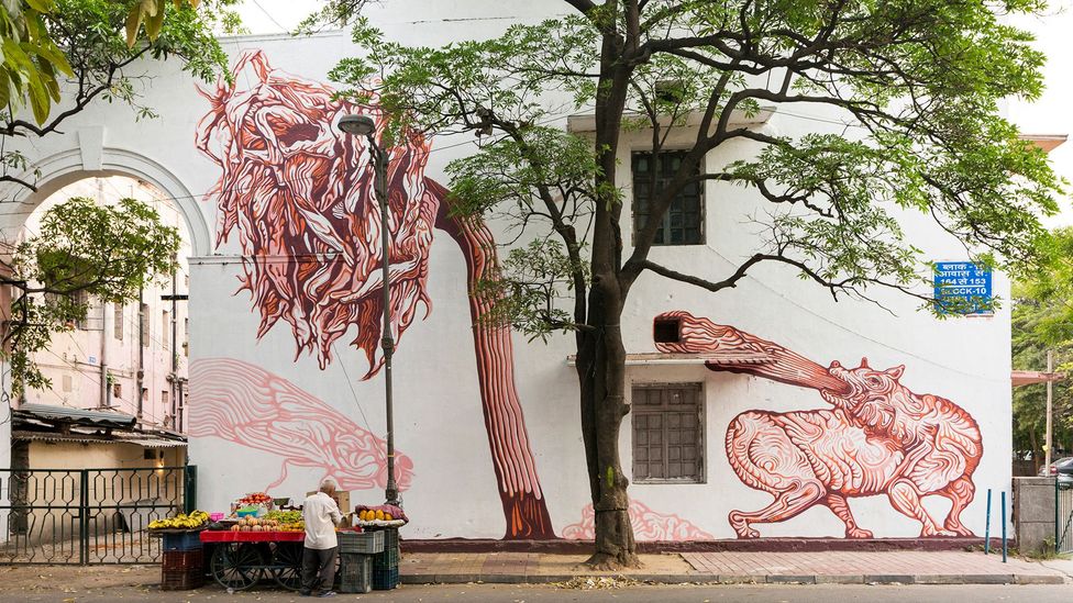 A mural in India’s first designated public art district, the Lodhi Colony of New Delhi, uses plant motifs (Credit: Getty) A mural in India’s first designated public art district, the Lodhi Colony of New Delhi, uses plant motifs (Credit: Getty)