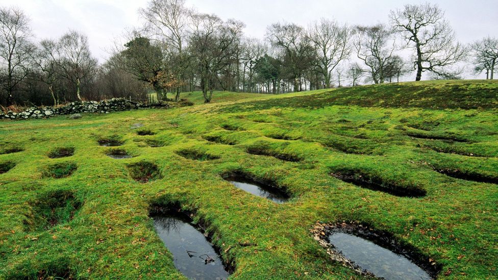 Rough Castle near Falkirk, Scotland, is lauded as the jewel in the crown of the Antonine Wall (Credit: David Lyons/Alamy) Rough Castle near Falkirk, Scotland, is lauded as the jewel in the crown of the Antonine Wall (Credit: David Lyons/Alamy)