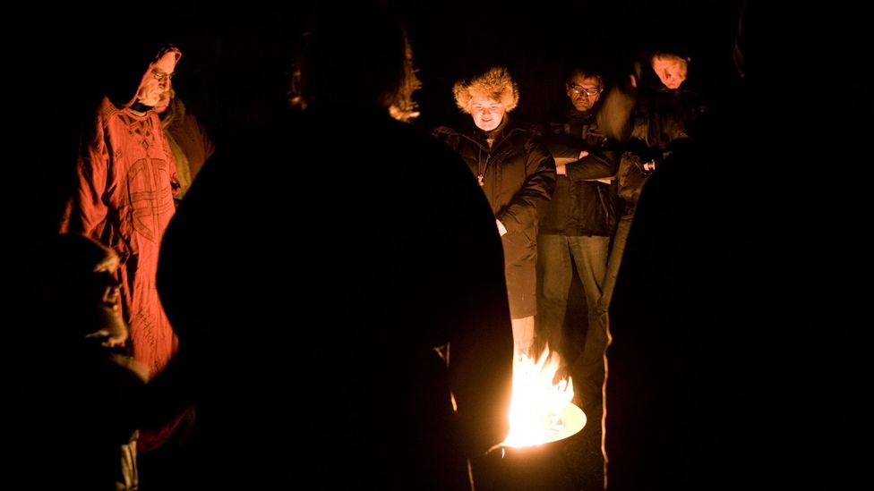 Ásatrú Association members mark the changing of the seasons with a blót, which usually involves lighting a fire and listening to Old Norse poetry (Credit: Bjarki Reyr/Alamy)