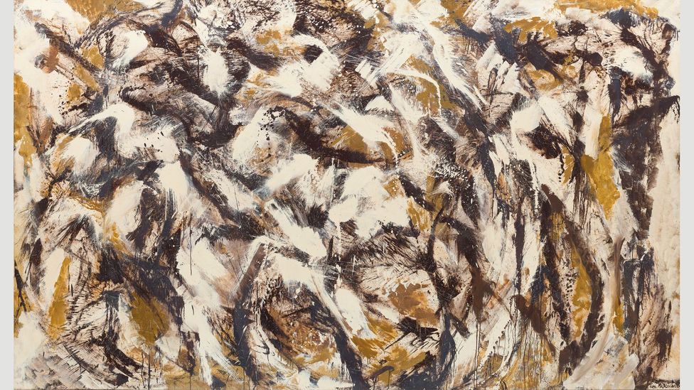 In a period of deep depression, Krasner produced dark, umber-hued paintings such as Polar Stampede, 1960 (Credit: The Pollock-Krasner Foundation) In a period of deep depression, Krasner produced dark, umber-hued paintings such as Polar Stampede, 1960 (Credit: The Pollock-Krasner Foundation)