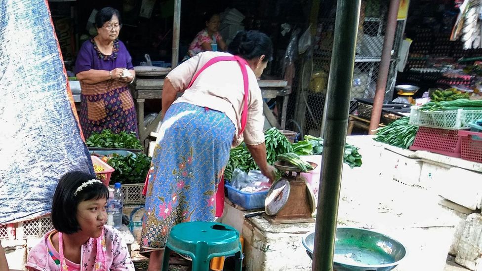 People in the market in Sangkhlaburi, Thailand People in the market in Sangkhlaburi, Thailand
