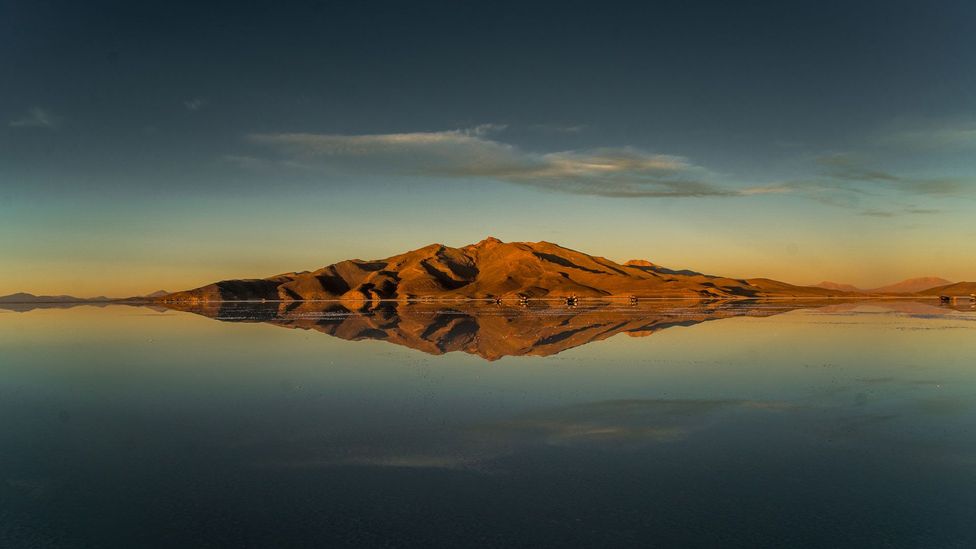 Water transforms the Salar de Uyuni salt flat in Bolivia into a giant mirror