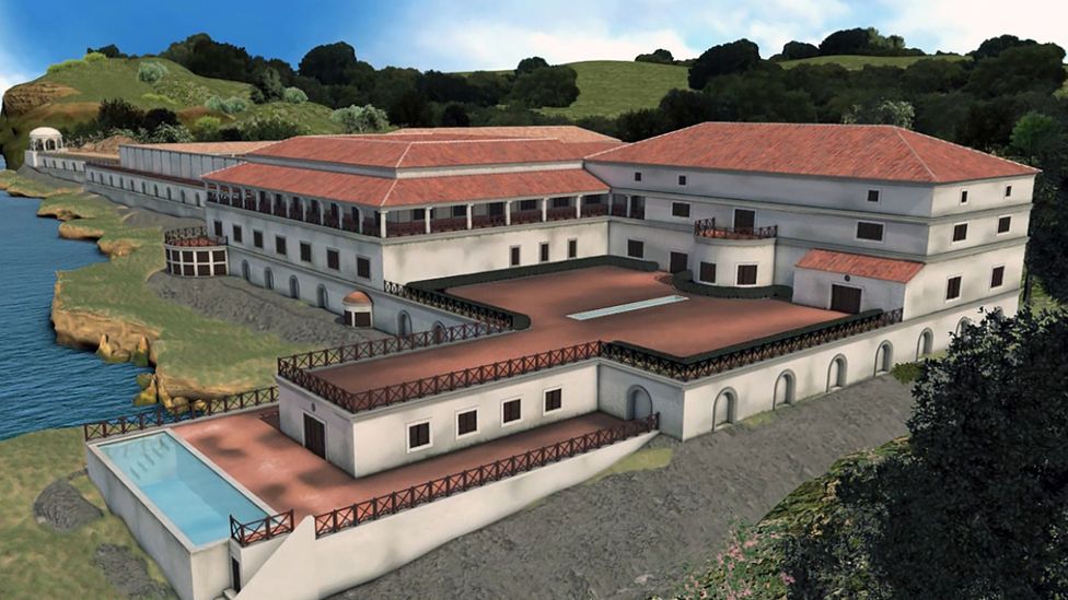 A digital reconstruction of the Villa dei Papiri (Credit: Museo Archeologico Virtuale di Ercolano) A digital reconstruction of the Villa dei Papiri (Credit: Museo Archeologico Virtuale di Ercolano)