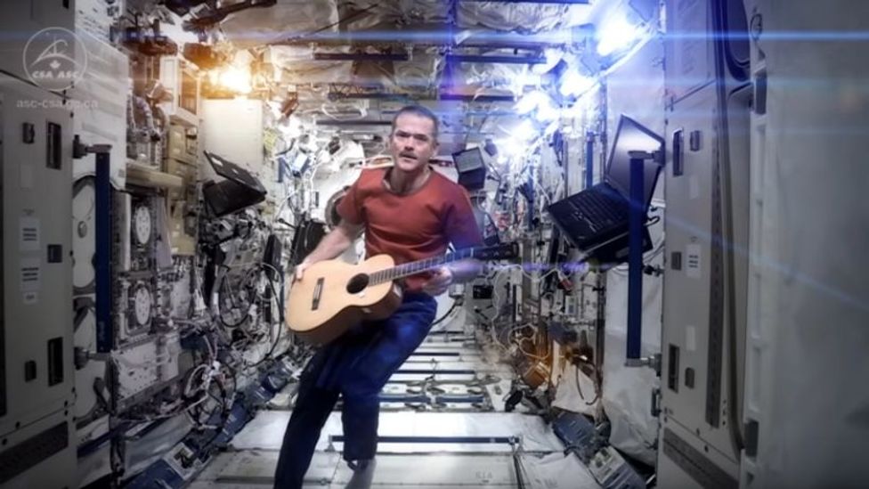 Astronaut Chris Hadfield's Space Oddity cover on board the International Space Station was the first music video shot in space (Credit: YouTube) Astronaut Chris Hadfield's Space Oddity cover on board the International Space Station was the first music video shot in space (Credit: YouTube)