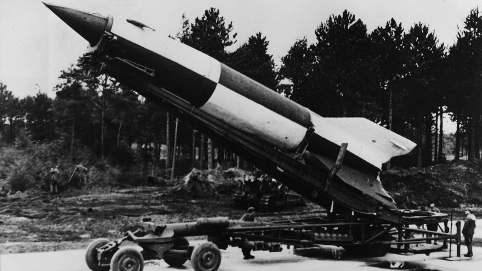 Several German scientists who helped to send Nasa’s Apollo missions to the Moon had previously worked on the V-2 rockets for the Nazis (Credit: Getty Images)