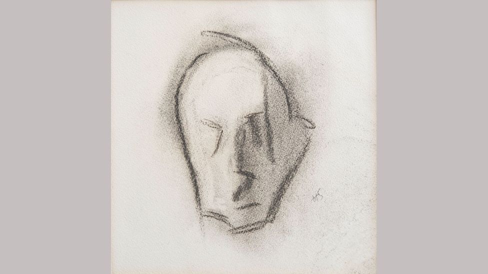Helene Schjerfbeck – Last Self-portrait, c. 1945. This simple charcoal image is the last self-portrait by the artist Helene Schjerfbeck – Last Self-portrait, c. 1945. This simple charcoal image is the last self-portrait by the artist