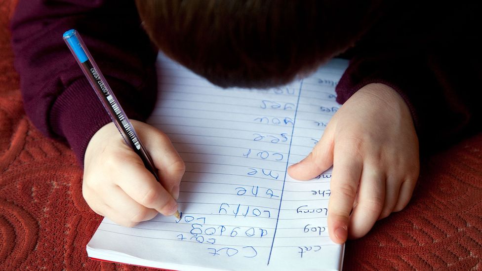 There are some who fear that as children learn to rely upon AI-powered smart writing systems, their vocabulary and spelling may suffer (Credit: Alamy)