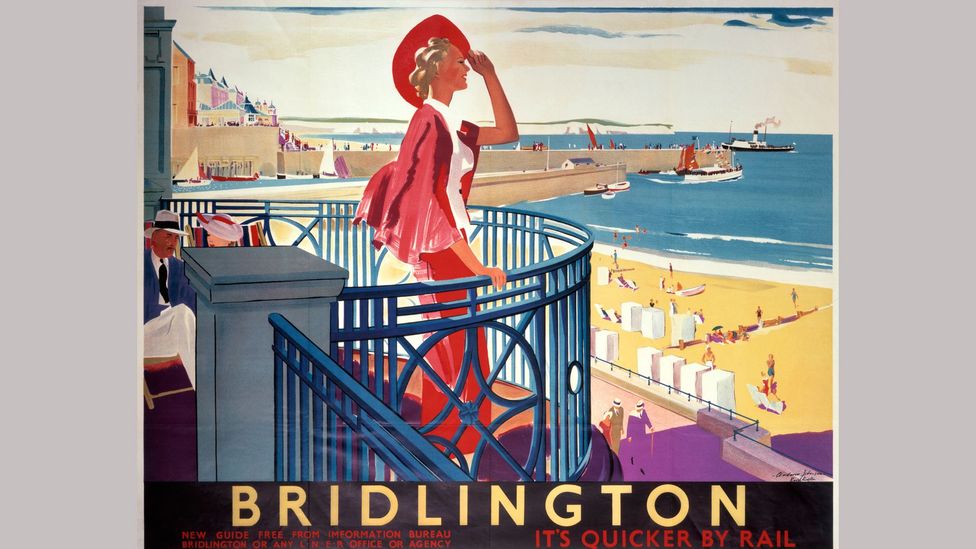 An elegant holidaymaker features in a 1930s poster promoting rail travel to the UK resort of Bridlington (Credit: Getty Images) An elegant holidaymaker features in a 1930s poster promoting rail travel to the UK resort of Bridlington (Credit: Getty Images)