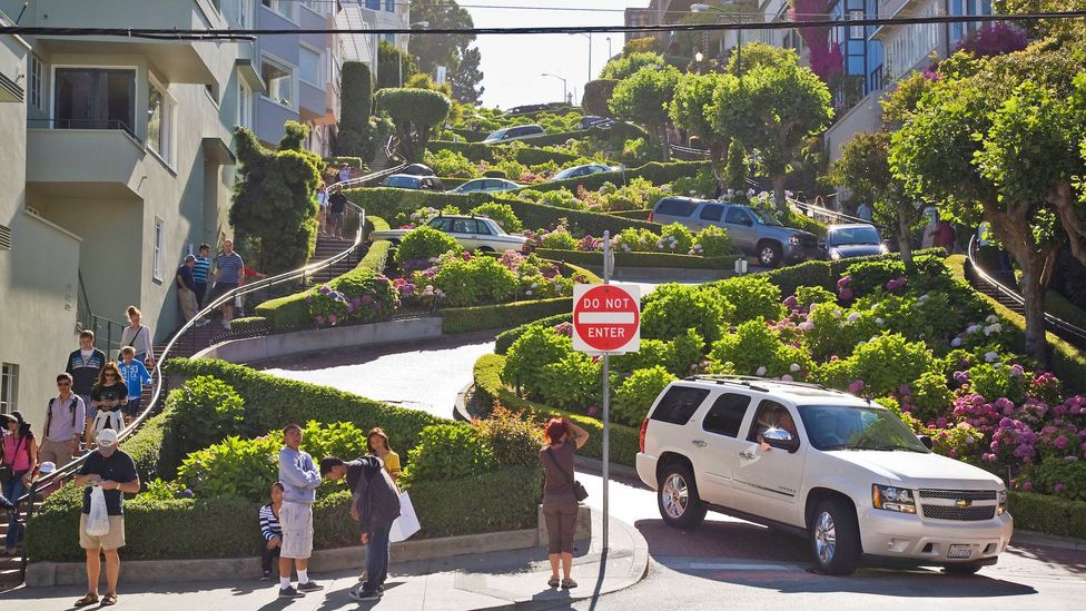 Residents in San Francisco have complained about tourists taking selfies and crowding Lombard Street (Credit: SF Sinibomb Images/Alamy)