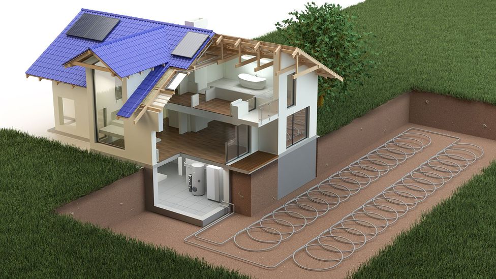 Ground source heating and cooling systems use the earth's stable subterranean temperature to regulate the indoor climate (Credit: Getty Images)