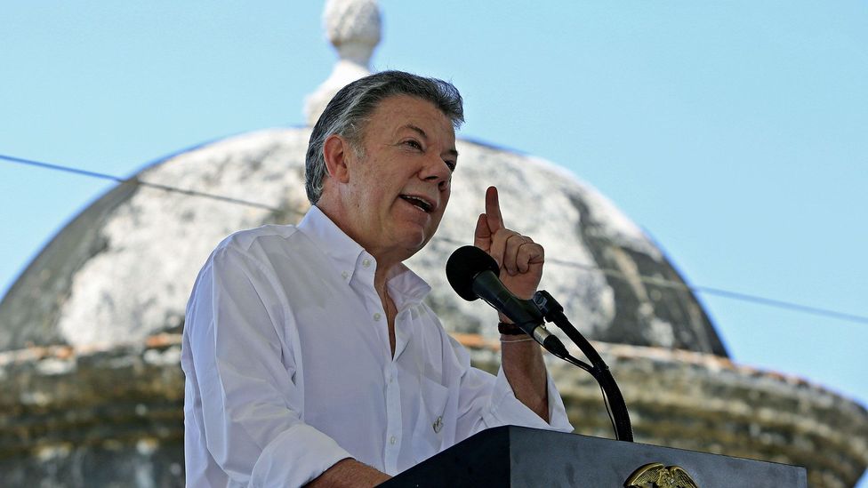 Former Colombian President Juan Manuel Santos: “The San José galleon… is one of the greatest finds of history” (Credit: EFE News Agency/Alamy)
