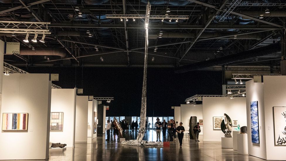 The Orbital Reflector, seen here on display at the Seattle Art Fair, was intended to be the world's first space sculpture (Credit: Getty Images)