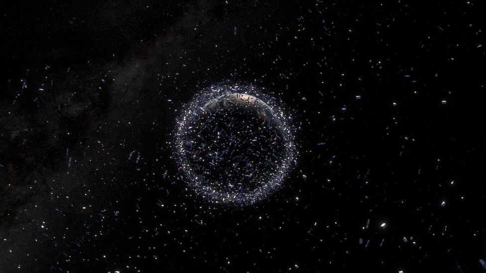 Space agencies like Nasa and Esa track debris and junk that is orbiting the Earth in case it poses a hazard to operating spacecraft (Credit: Esa)