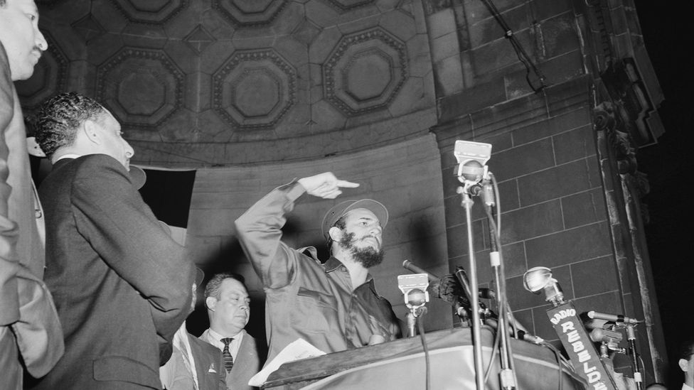 Castro spoke to a mob of more than 16,000 people at Central Park's Naumburg Bandshell (Credit: Bettmann/Getty Images) Castro spoke to a mob of more than 16,000 people at Central Park's Naumburg Bandshell (Credit: Bettmann/Getty Images)