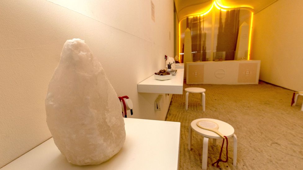 Bompas and Parr have created a ‘salt cave’, on display at the Welcome Home exhibition (Credit: BBC) Bompas and Parr have created a ‘salt cave’, on display at the Welcome Home exhibition (Credit: BBC)