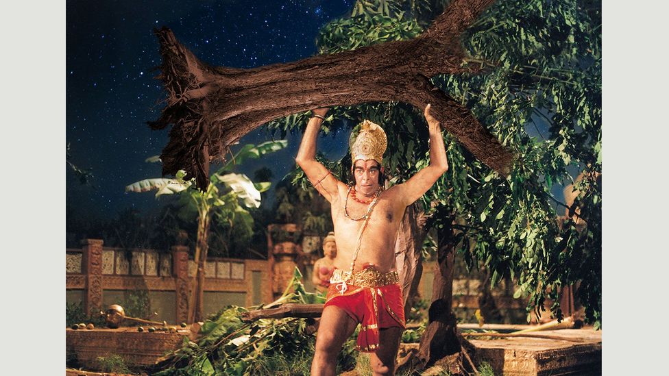 Hanuman (Dara Singh), a Hindu god and ardent devotee of Lord Ram, is believed to be the inspiration for the monkey hero in the Chinese novel Xiyouji (Journey to the West) Hanuman (Dara Singh), a Hindu god and ardent devotee of Lord Ram, is believed to be the inspiration for the monkey hero in the Chinese novel Xiyouji (Journey to the West)
