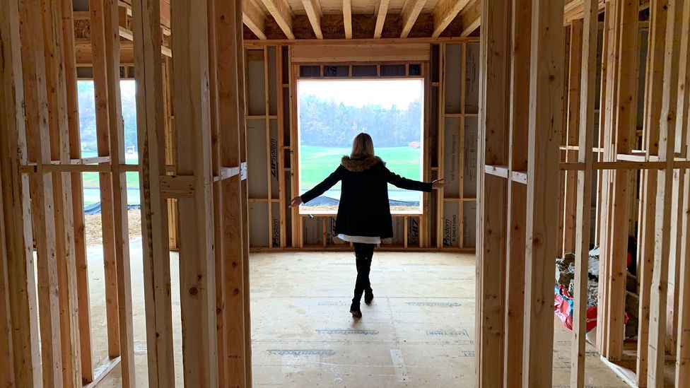 Rumson giving a tour of the construction so far in her new home (Credit: BBC) Rumson giving a tour of the construction so far in her new home (Credit: BBC)