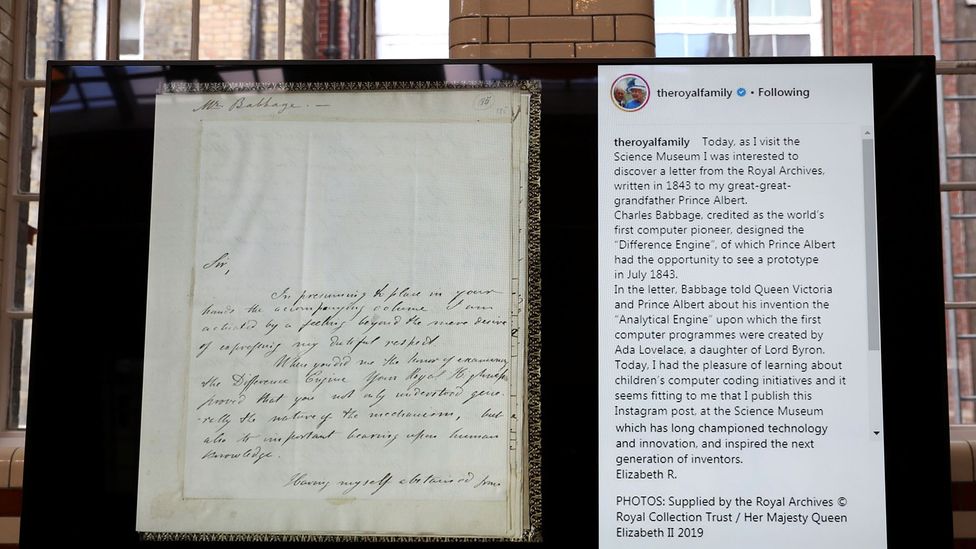 Queen Elizabeth's narrative-style caption accompanied her first-ever Instagram post in 2019: an old letter to Prince Albert (Credit: Getty Images)