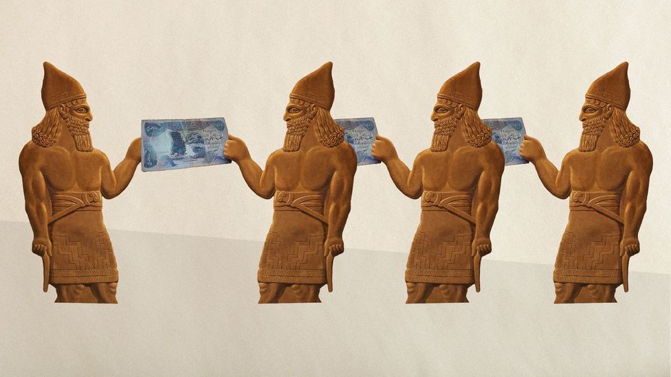 The ancient Babylonians were the first to come up with the concept of money (Credit: Javier Hirschfeld/Alamy) The ancient Babylonians were the first to come up with the concept of money (Credit: Javier Hirschfeld/Alamy)