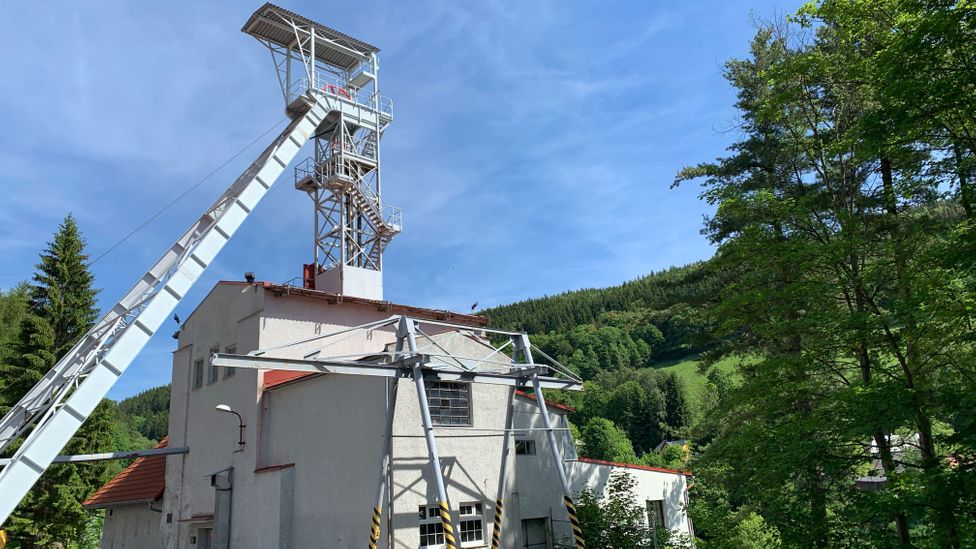 The hulking Svornost mine shaft, the oldest continuously operated mine in Europe, still looms over Jáchymov (Credit: Eliot Stein) The hulking Svornost mine shaft, the oldest continuously operated mine in Europe, still looms over Jáchymov (Credit: Eliot Stein)