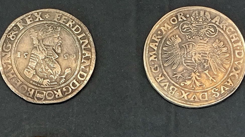 While the first thaler had an image of Joachim and the Bohemian lion, subsequent versions paid homage to ruling kings (Credit: Eliot Stein) While the first thaler had an image of Joachim and the Bohemian lion, subsequent versions paid homage to ruling kings (Credit: Eliot Stein)