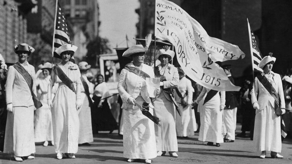 The Suffragettes wore white to create a cohesive identity on marches (Credit: Getty Images)