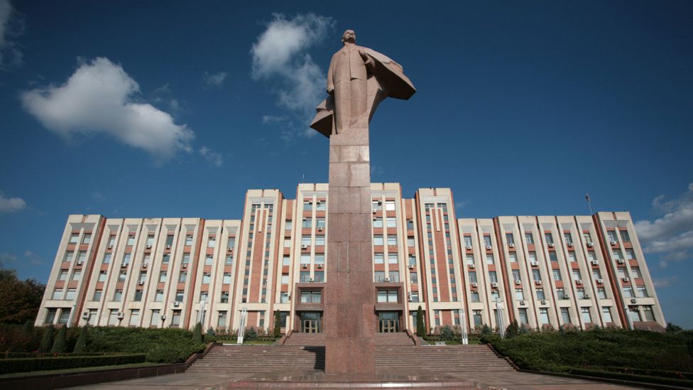 An imperious statue of Lenin guards Transnistria’s Brutalist parliament building (Credit: Matthias Schumann/Getty Images)