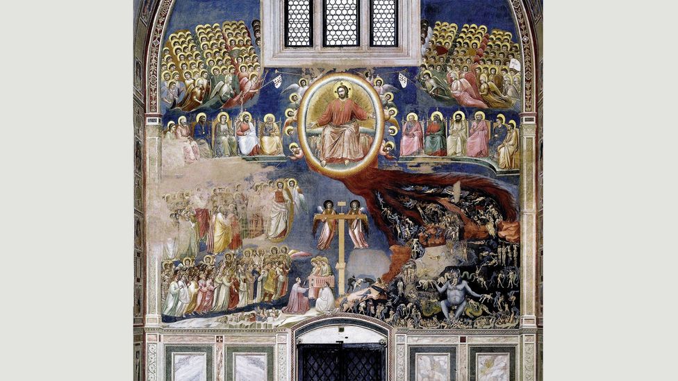 Giotto’s fresco cycle at the Scrovegni Chapel in Padua includes a terrifying Day of Judgement, placed above the exit (Credit: Creative Commons)