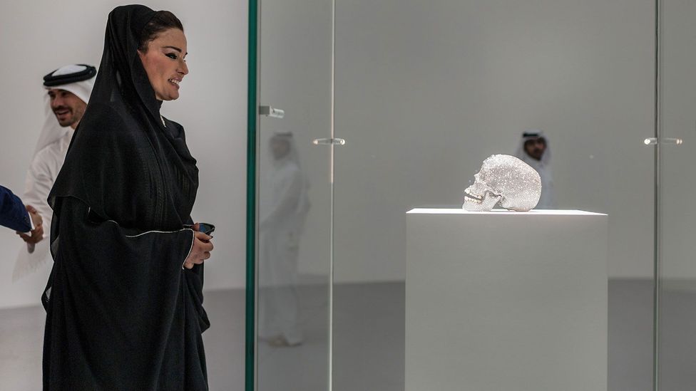 Hirst’s For the Love of God, a skull made of diamonds, was displayed in Doha, Qatar, in 2013 (Credit: Niccolo Guasti/Getty Images)
