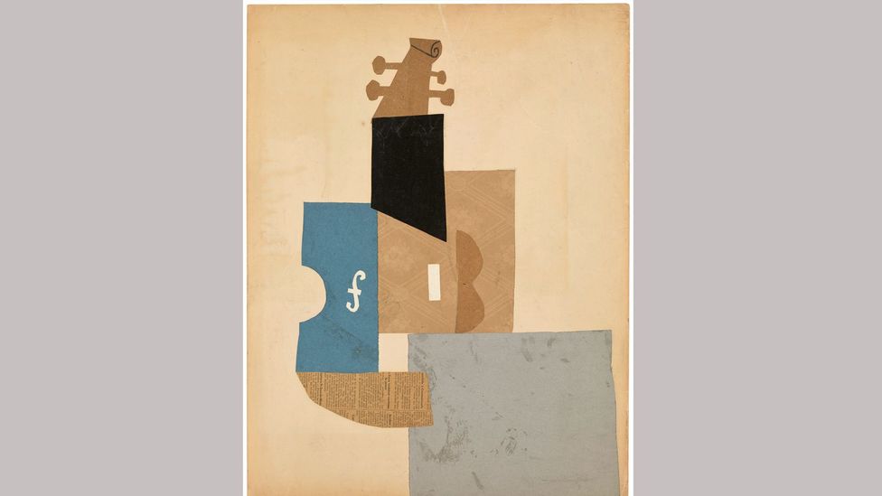 Violin (1912) shows how Picasso found the perfect materials from his hoards to create his collages Violin (1912) shows how Picasso found the perfect materials from his hoards to create his collages