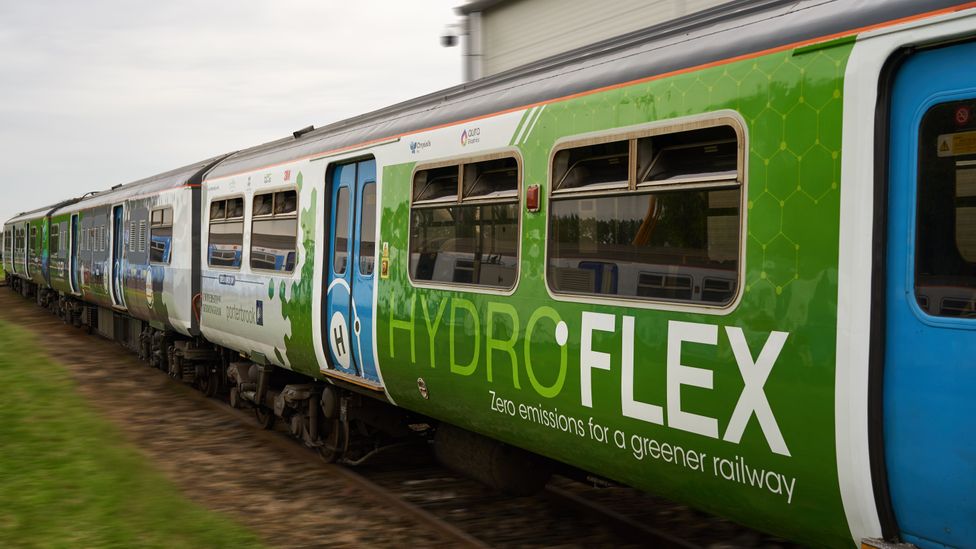 Hydrogen-powered trains like Hydroflex are emissions free - provided their hydrogen comes from a renewable source (Credit: University of Birmingham) Hydrogen-powered trains like Hydroflex are emissions free - provided their hydrogen comes from a renewable source (Credit: University of Birmingham)