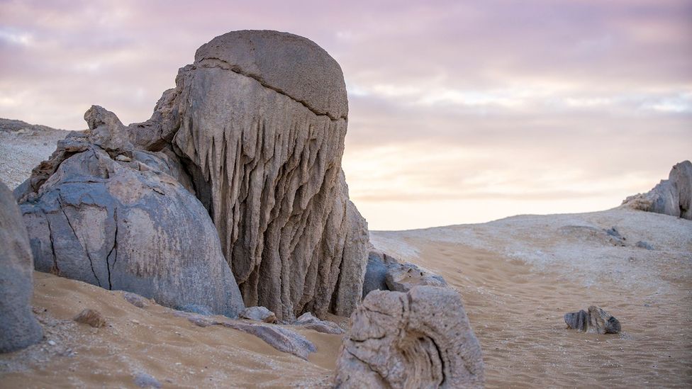 In the Sahara, there are formations made of barite or calcite crystals