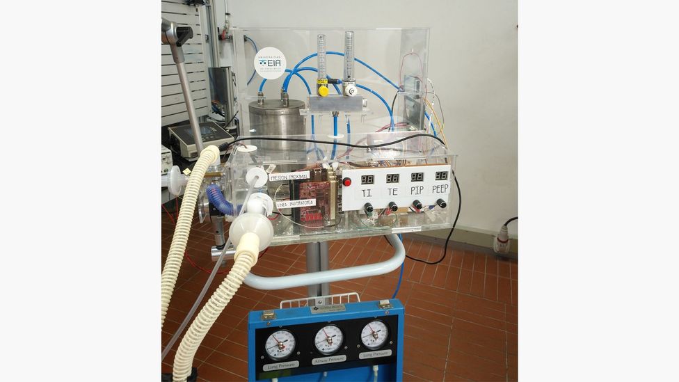 This ventilator model created by a university in Medellin, Colombia, is already being tested on animals (Credit: Universidad EIA)