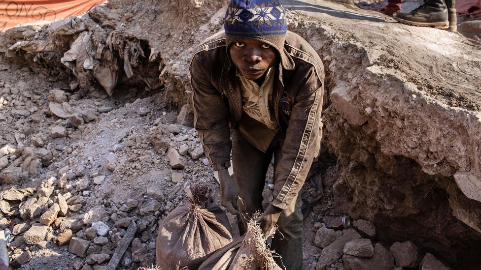 Mining for metals like cobalt from the ground is a dangerous and dirty job, often in countries far away from the electrical devices it is used in are bought (Credit: Getty Images)