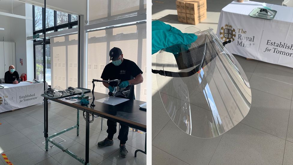 Engineers at the Royal Mint took just 48 hours to design a plastic visor to be produced for UK health workers (Credit: Royal Mint) Engineers at the Royal Mint took just 48 hours to design a plastic visor to be produced for UK health workers (Credit: Royal Mint)